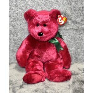 TY Beanie Buddy Original CRANBERRY "TEDDY" Bear Plush Stuff  Animal 14" 1998 Tag